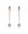 Long Chain Evil Eye Drop Earrings Plated in 14K Rose Gold / White Gold - CA183228K9C