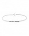 Positive Inspirational Message Engraved Bracelet - Silver Tone - CM12O7NNVJ0