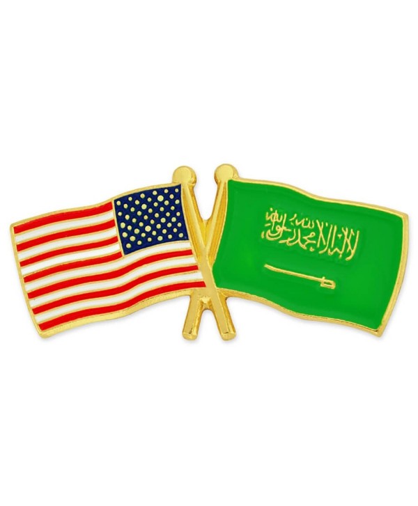 PinMart's USA and Saudi Arabia Crossed Friendship Flag Enamel Lapel Pin - CS119PEKSPB