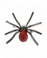 Alilang Gunmetal Tone Red Rhinestones Gothic Halloween Creepy Spider Brooch Pin - CB1138HOXCP