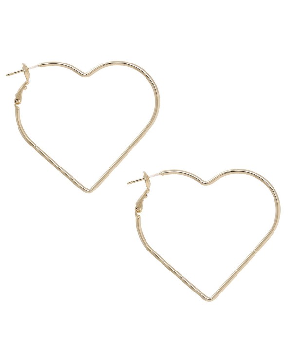 Hear Shape with Gold or Silver Rhodium Plated Hoop Statement Earrings - GOLD COLOR - CV1869EMORE