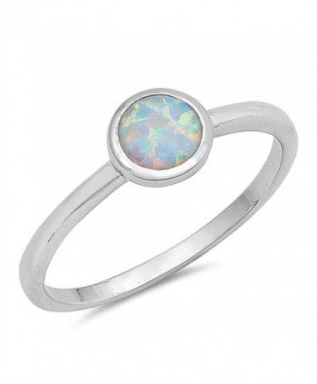 CHOOSE YOUR COLOR Sterling Silver Round Ring - White Simulated Opal - CM12JBXI70N
