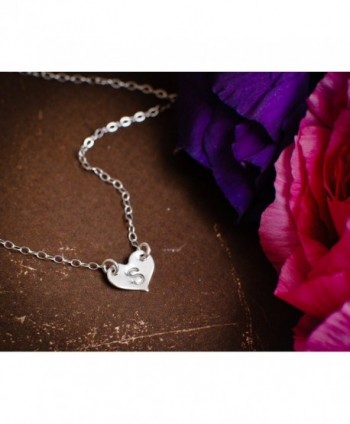 Tiny Silver Heart Initial Necklace in Women's Chain Necklaces