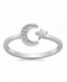 CHOOSE YOUR COLOR Sterling Silver Moon Star Open Ring - CA12BDSYMH1