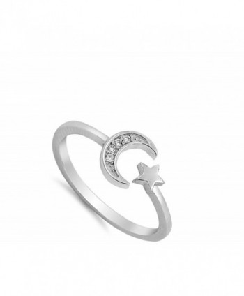 White Moon Sterling Silver RNG15534 7 in Women's Band Rings