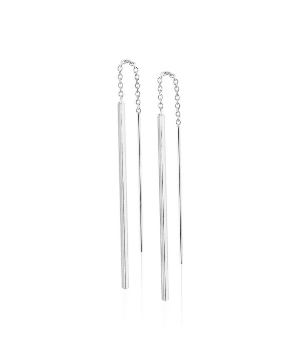 925 Sterling Silver Rope Chain- Round Sphere- Bar Threader Dangle Earrings- Thin Dangle Bar Backing - CP12NT01867