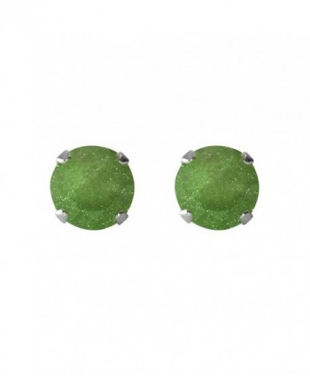 Sterling Silver 8-mm Dark Green Ice Cubic Zirconia Stud Earrings - C117AYTMXO7