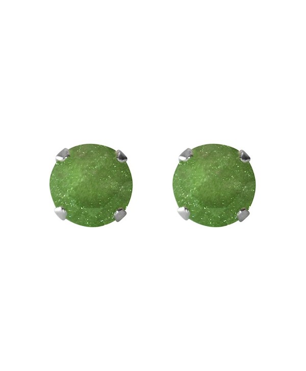 Sterling Silver 8-mm Dark Green Ice Cubic Zirconia Stud Earrings - C117AYTMXO7