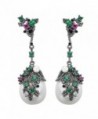 EVER FAITH Women's 925 Sterling Silver CZ White Simulated Pearl Vintage Style Dangle Earrings Multicolor - CQ12N6H7ILA