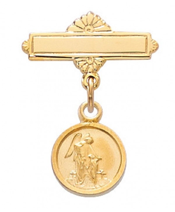Gold Baby Pin Pendant Guardian Angel Medal in Gift Box- Christening & Baptism Pin- First Communion Pin - CN114PXLC75