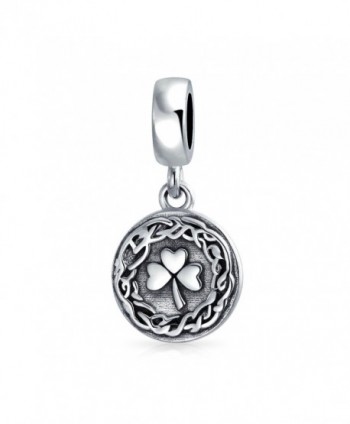 Bling Jewelry Celtic Knot 3 Leaf Clover Shamrock Dangle Bead Charm .925 Sterling Silver - CT17YI5RRUO