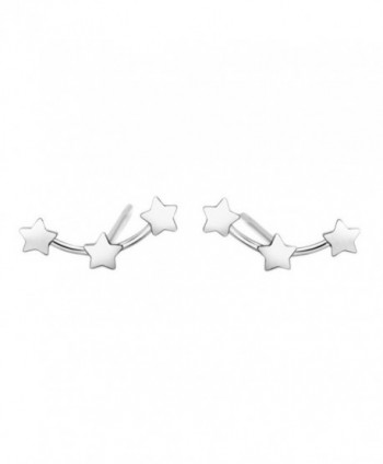 925 Silver Plated Vintage 3 Connected five pointed star Womens Stud Earrings-9MM - CN12O7NFKZ2