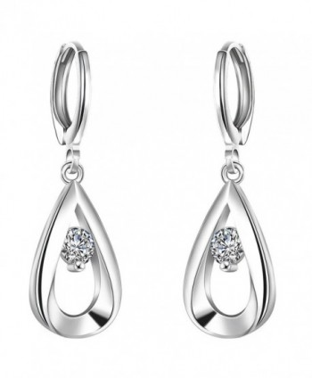 Foreverstore Womens Water Drop Earrings 925 Sterling Silver Plated Pretty Cz Crystal Tear Drop Dangle Earrings - C6182KD8WEO