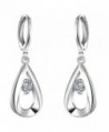 Foreverstore Womens Water Drop Earrings 925 Sterling Silver Plated Pretty Cz Crystal Tear Drop Dangle Earrings - C6182KD8WEO