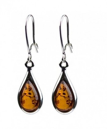 Certificated Genuine Amber Sterling Silver Small Tiny Teardrop Earrings - C818477SDKS