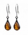 Certificated Genuine Amber Sterling Silver Small Tiny Teardrop Earrings - C818477SDKS