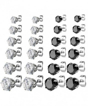 Aprilsky Assorted Stainless Zirconia Earrings - 3.Cz Color : White & Black Assorted - CU1249Q1GZ5