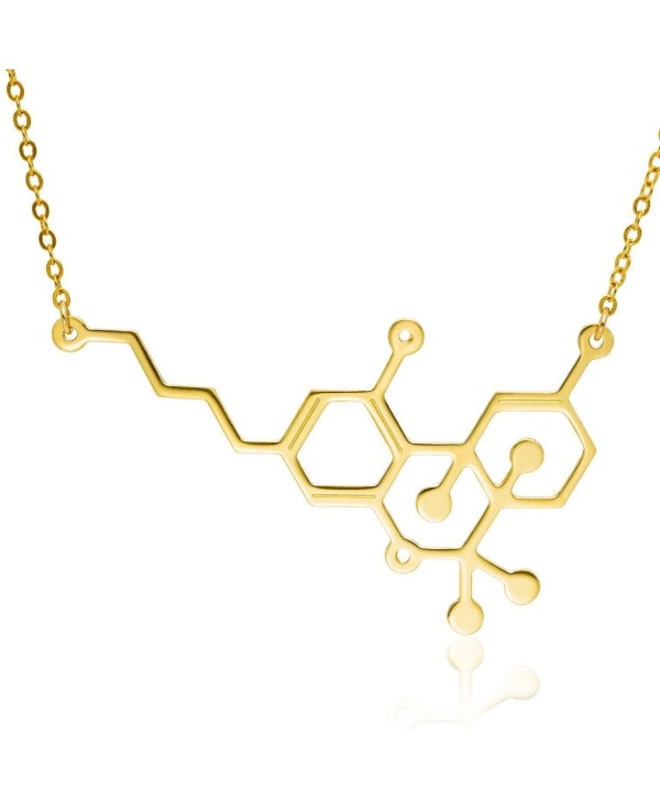 Thc Molecule Necklace Marijuana Pendant Gold Filled 18k Cannabis Necklace Science Jewelry for women - CI11AZ9E2PV