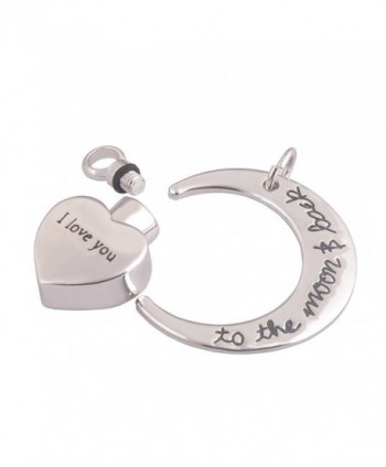I Love You to The Moon and Back Engraved Memorial Cremation Locket Necklace Ashes Urn Pendant Holder - CX12JLUK1IH