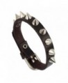Aprilsky Unisex Black Alloy Leather Bracelet Bangle Cuff Adjustable Buckles - 8 Rivets / Black - CY12FDS2Q7P