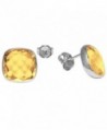 12.00 Ct 925 Sterling Silver Stunning Citrine 12mm Cushion Stud Earrings - CX11UDQMB5Z