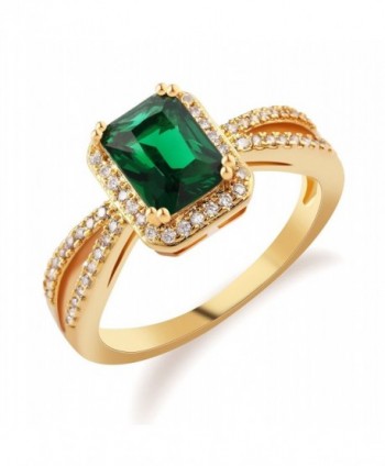 GULICX Emerald-Cut Cz Green Stone Gold Tone Statement Ring Size 7-8-9-10 - CA12LFYHBVR
