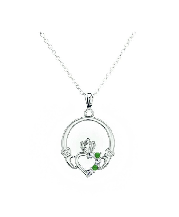 Claddagh Heart Pendant Charm Birthstone Necklaces for Women - Green - CX184QW73Z3