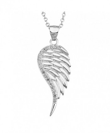 S925 Sterling Silver Touch Of Heaven Angel Wing Charm Pendant Necklace For Women- Gift Boxed - CH1878H976R