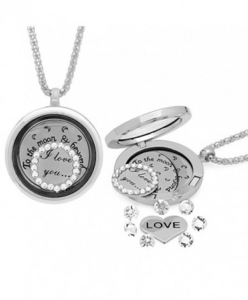 I Love You To The Moon & Back Locket Silver Tone Necklace - C811X54O82B
