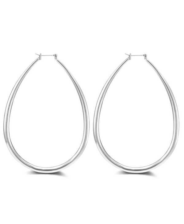 Lureme 79mm Large Oval Hoop Earrings for Women (er005648) - Silver - C91855E5E9K