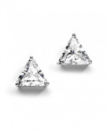Mariell Bold 9.5mm Cubic Zirconia Earrings - Trillion Cut CZ Studs - Gleaming Large Solitaires (3 Ct Each) - CD123QWLPBN