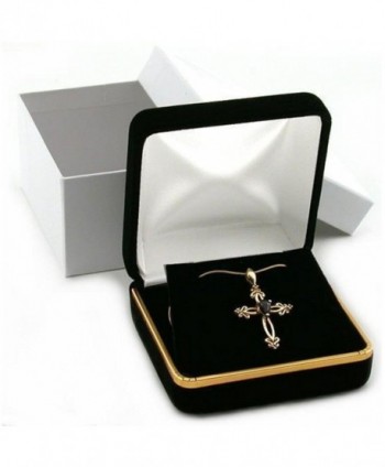 Black Velvet Necklace Pendant Gift Box With Brass Trim - C6111PWL481