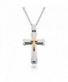 Cross Necklace for Men & Women with Large Pendant and 24 Inch Chain (Silver and Gold Tone) - C111MYGXAQ5