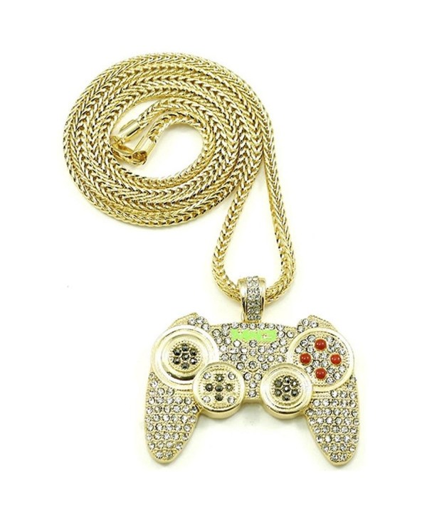 Necklace Gamepad Pendant Crystal Jewelry - Gold Tone - C91882KKUK6