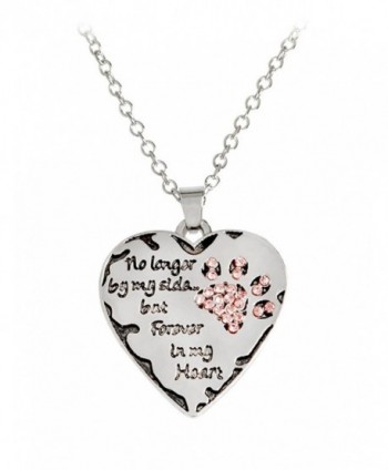 Kebaner No longer by my side but Forever in my Heart Crystal Paw Prints Necklace - CP17Z264NU9