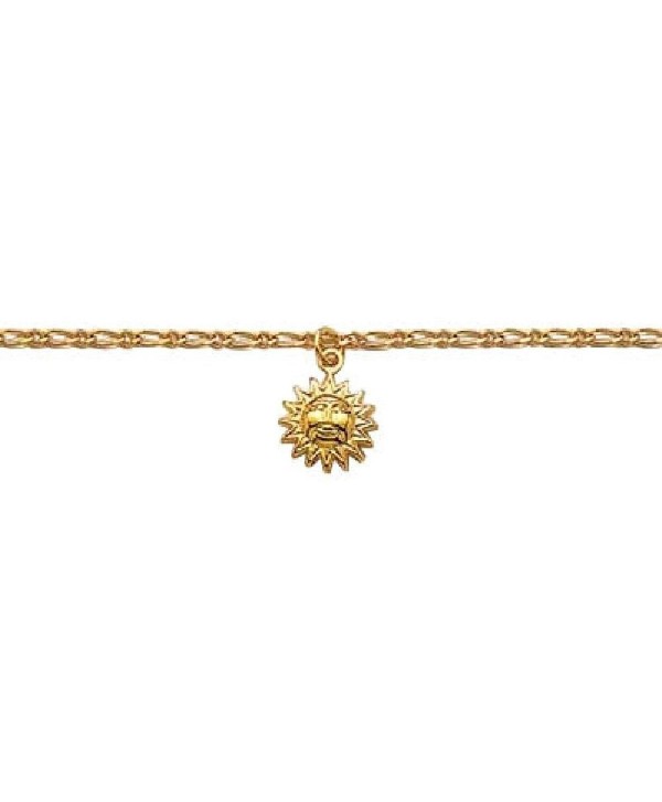 So Chic Jewels - 18k Gold Plated Sun Helios Sol Pendant Anklet Ankle Chain Bracelet - CG11504HZQZ
