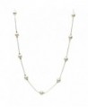 Sterling Silver Chain Station Illusion Necklace Made with Swarovski Crystal Simulated Pearls - C311DM6WA5X