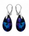 Purple Blue Sterling Silver 925 Made with Swarovski Crystals Teardrop Earrings for Women Girls - CM11D2QEL3N