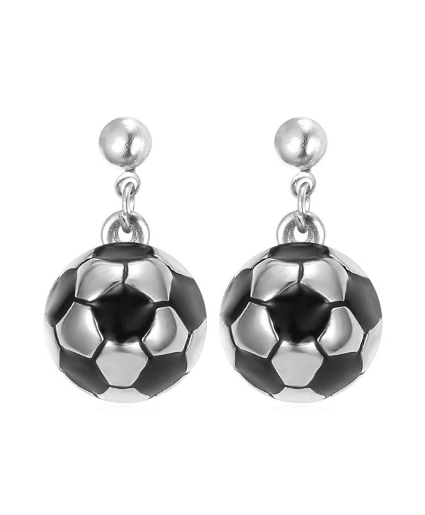 Women Stainless Steel/18K Gold Plated Soccer Ball Earrings - CT12MFUQIBT