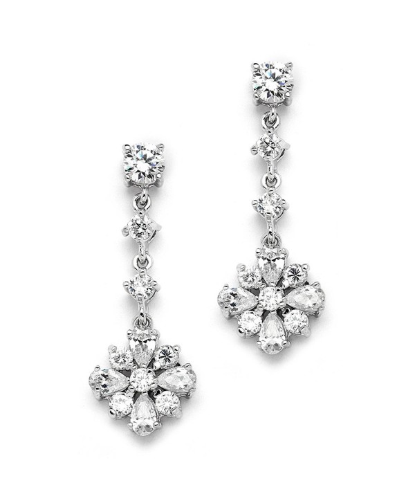 Mariell Cubic Zirconia Dangle Earrings for Wedding- Bridesmaid or Prom - Platinum Plated Bridal Jewelry - C012EJCDE9F