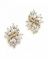 Mariell Vintage Wedding Earrings for Brides with Marquis-Cut CZ Clusters - Genuine 14kt Gold Plated - C3123RGWG2P