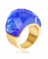 MASOP Womens Mens Stainless Steel Ring Super Sized Light Blue Crystal Ring-Gold Tone-Size 7 to 9 - CT12BBB2O9D