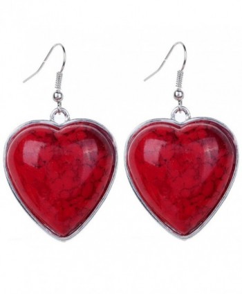 Yazilind Vintage White Heart Resin Dangle Drop Hook Earrings Women Gift - Red - CA11NXHEMV7