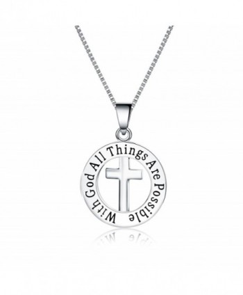 Inspirational Necklace For Woman Teen Girls Faith God Quotes Pendant Cross Jewelry Gift - CB17YZ94R09