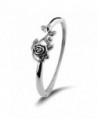 Merdia Polished Cuff Bracelet for Women Titanium Steel Rose Flower Bracelet 22.4G - CQ185IY7YQ3