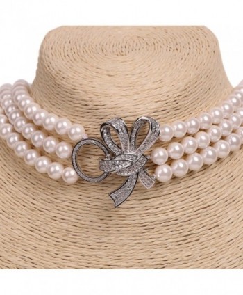 Princess Rhinestone Strands Necklaces Layers in Women's Pearl Strand Necklaces
