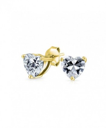 Bling Jewelry Classic CZ Heart Stud earrings Gold Plated 6mm - CK1155VVGDB