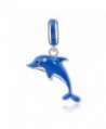 Mother's Day Gifts Ocean Blue Cute Dolphin 925 Sterling Silver Charm Pendant for Bracelets - CS1845YX5MI