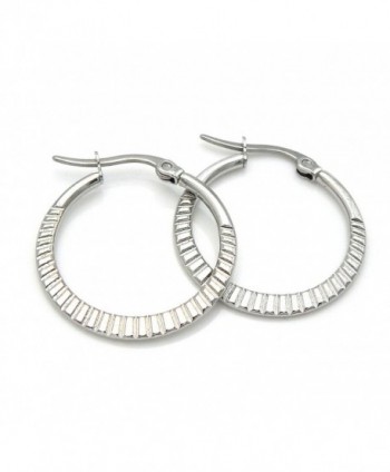 1" Stainless Steel Hoop Earrings Cut 160401153333 - CF12O46B4UL