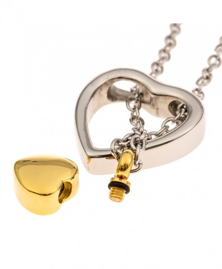 Double Heart Golden Cremation Urn Jewelry Necklace Pendant Funnel Fill ...